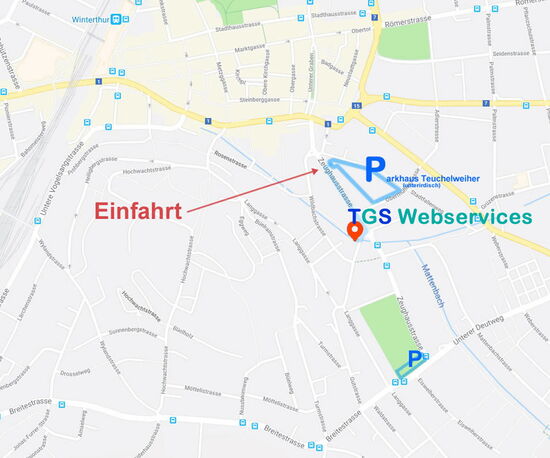 Parkieren im Parkhaus in der Nähe der TGS Webservices - TGS Webservices - www.tgs-webservices.ch