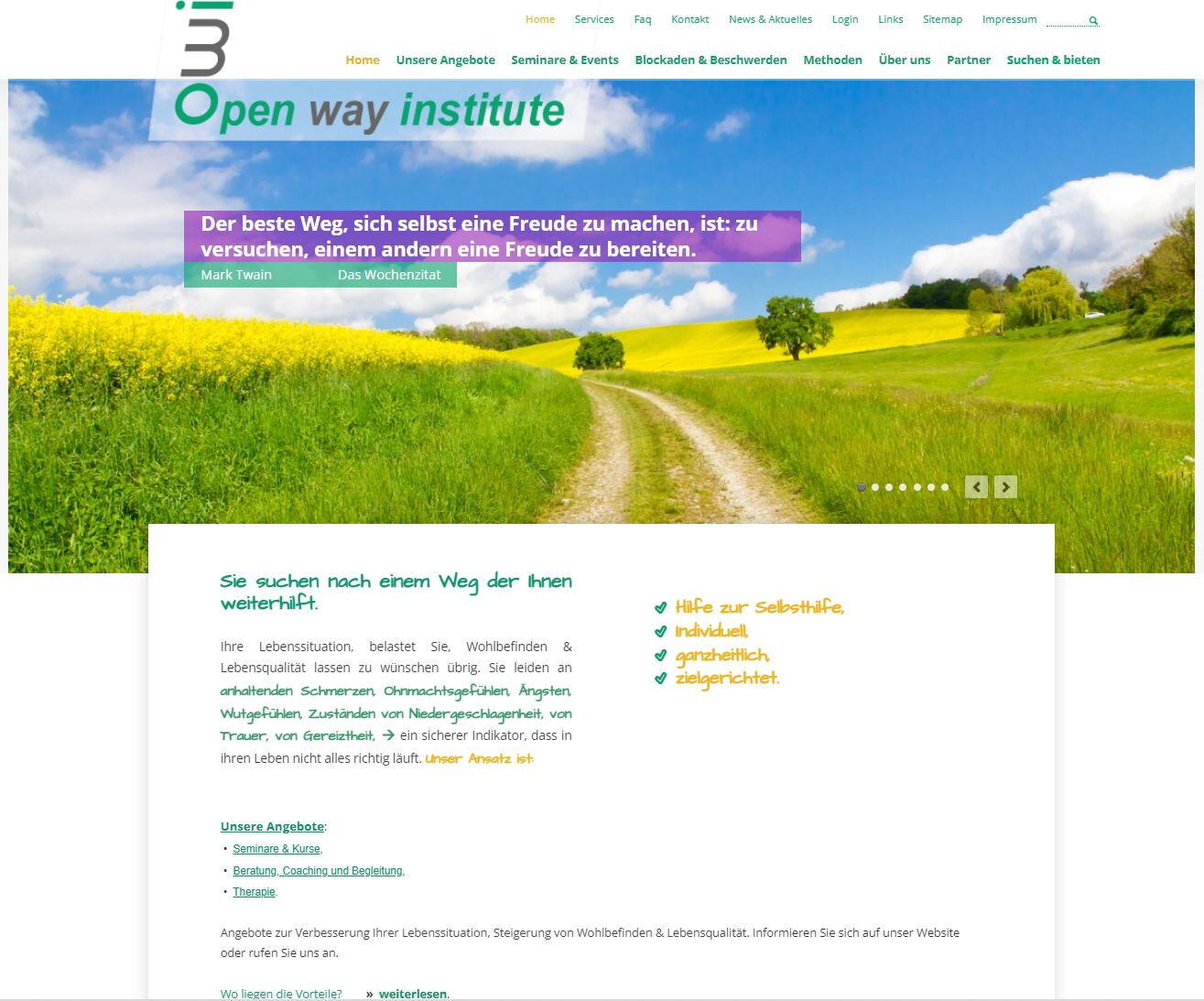 owi - open way institute für Gesundheit und persönliche Weiterentwicklung: Beratung, Therapie  und Seminare - www.open-way-institute.org