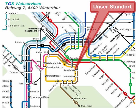 ÖV - die Busslinien zur TGS Webservices - Webseiten & Internetlösungen - TGS Webservices - www.tgs-webservices.ch