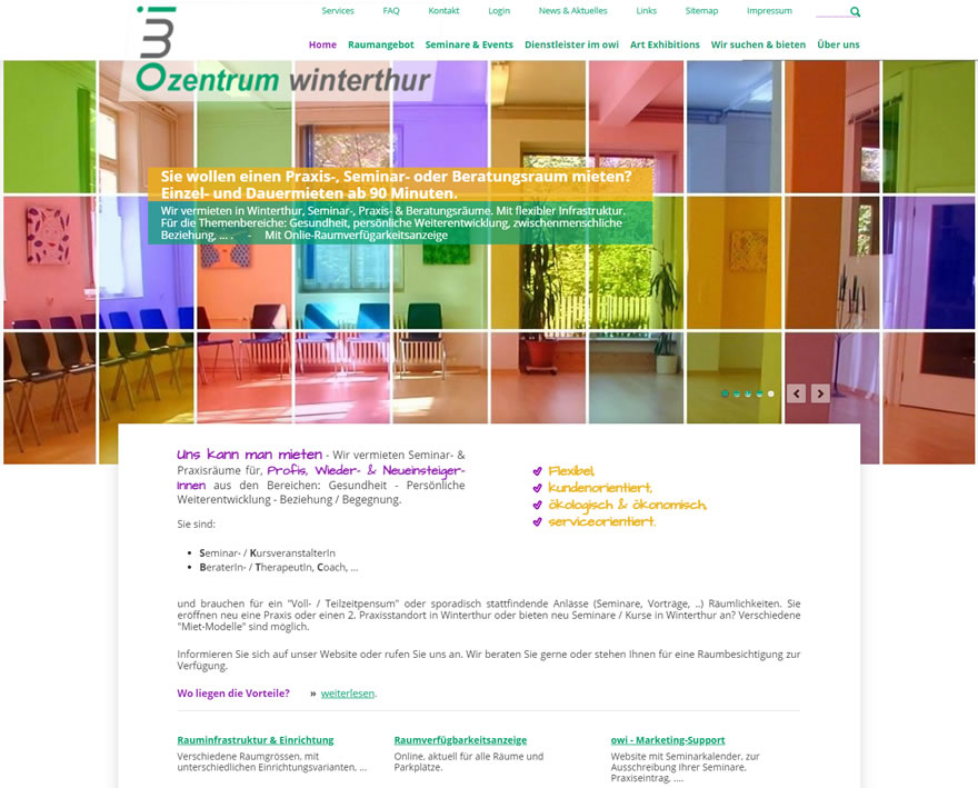 Das owi zentrum winterthur vermietet Seminarräume, Praxisräume und Besprechungsräume in Winterthur -  www.owi-zentrum-winterthur.ch